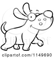 Cartoon Clipart Of A Black And White Happy Max Dog Character Walking Vector Outlined Coloring Page by Cory Thoman