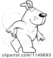 Cartoon Clipart Of A Black And White Dog Walking Upright Vector Outlined Coloring Page
