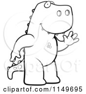 Poster, Art Print Of Black And White Friendly T Rex Standing On His Hind Legs And Waving
