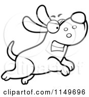 Cartoon Clipart Of A Black And White Angry Max Dog Character Chasing Vector Outlined Coloring Page by Cory Thoman