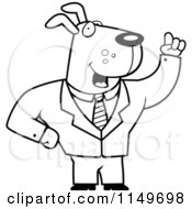 Cartoon Clipart Of A Black And White Business Dog With An Idea Vector Outlined Coloring Page