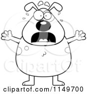 Cartoon Clipart Of A Black And White Plump Dog Freaking Out Vector Outlined Coloring Page