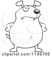 Cartoon Clipart Of A Black And White Mad Dog Standing With His Hands On His Hips Vector Outlined Coloring Page
