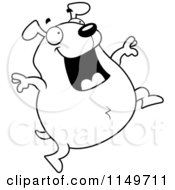 Poster, Art Print Of Black And White Chubby Dog Jumping