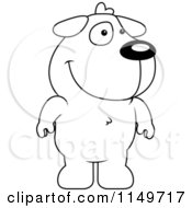 Cartoon Clipart Of A Black And White Dog Standing Vector Outlined Coloring Page