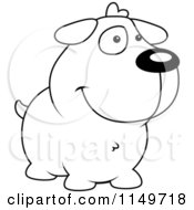 Cartoon Clipart Of A Black And White Dog Smiling Vector Outlined Coloring Page