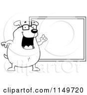 Poster, Art Print Of Black And White Teacher Dog Pointing To A Chalk Board