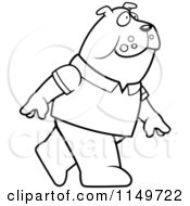 Cartoon Clipart Of A Black And White Bulldog Wearing A Shirt And Walking Upright Vector Outlined Coloring Page by Cory Thoman