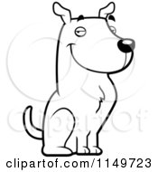 Cartoon Clipart Of A Black And White Handsome Show Dog Vector Outlined Coloring Page