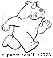 Cartoon Clipart Of A Black And White Bulldog Running Upright Vector Outlined Coloring Page