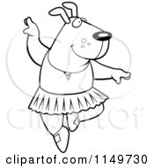 Cartoon Clipart Of A Black And White Ballerina Dog Dancing Vector Outlined Coloring Page by Cory Thoman