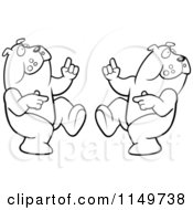 Cartoon Clipart Of A Black And White Dancing Bulldog Couple Vector Outlined Coloring Page