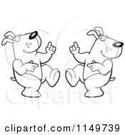 Cartoon Clipart Of Black And White Dancing Dogs Vector Outlined Coloring Page