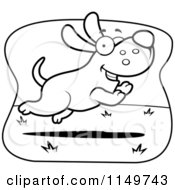 Cartoon Clipart Of A Black And White Running Dog Vector Outlined Coloring Page