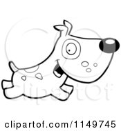 Cartoon Clipart Of A Black And White Dog With Spots Running Vector Outlined Coloring Page