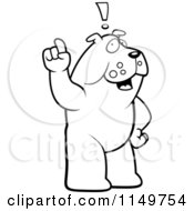 Cartoon Clipart Of A Black And White Bulldog Exclaiming An Idea Vector Outlined Coloring Page