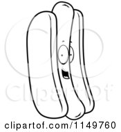 Cartoon Clipart Of A Black And White Smiling Hot Dog Face Vector Outlined Coloring Page by Cory Thoman