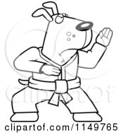 Cartoon Clipart Of A Black And White Karate Dog Vector Outlined Coloring Page