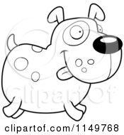 Cartoon Clipart Of A Black And White Spotted Dog Running Vector Outlined Coloring Page