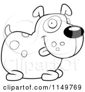 Poster, Art Print Of Black And White Chubby Spotted Dog Sitting