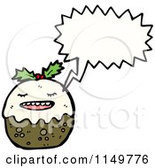 Cartoon Of A Thinking Christmas Pudding Mascot Royalty Free Vector Clipart