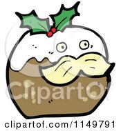 Cartoon Of A Christmas Pudding Mascot Royalty Free Vector Clipart
