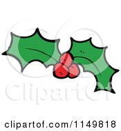 Cartoon Of Christmas Holly Royalty Free Vector Clipart