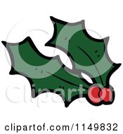 Cartoon Of Christmas Holly Royalty Free Vector Clipart by lineartestpilot