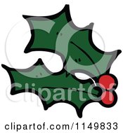 Cartoon Of Christmas Holly Royalty Free Vector Clipart by lineartestpilot