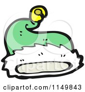 Cartoon Of A Green Christmas Santa Hat Royalty Free Vector Clipart by lineartestpilot