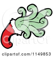 Cartoon Of A Red Christmas Santa Hat And Splash Royalty Free Vector Clipart by lineartestpilot
