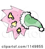 Cartoon Of A Green Christmas Santa Hat And Bells Royalty Free Vector Clipart by lineartestpilot