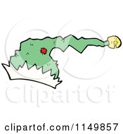 Cartoon Of A Green Christmas Santa Hat Royalty Free Vector Clipart by lineartestpilot