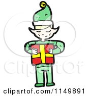 Poster, Art Print Of Christmas Elf Holding A Gift