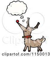 Cartoon Of A Thinking Christmas Reindeer Royalty Free Vector Clipart