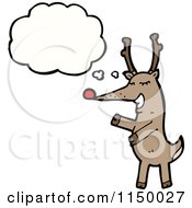 Cartoon Of A Thinking Christmas Reindeer Royalty Free Vector Clipart