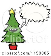 Cartoon Of A Thinking Christmas Tree Mascot Royalty Free Vector Clipart