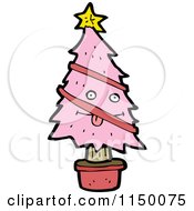 Cartoon Of A Pink Christmas Tree Mascot Royalty Free Vector Clipart
