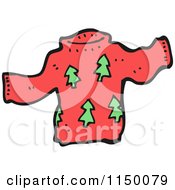 Cartoon Of A Red Christmas Tree Sweater Royalty Free Vector Clipart