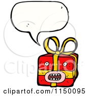 Cartoon Of A Thinking Christmas Gift Royalty Free Vector Clipart