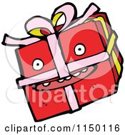 Cartoon Of A Christmas Gift Mascot Royalty Free Vector Clipart