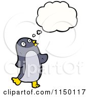 Cartoon Of A Thinking Penguin Royalty Free Vector Clipart