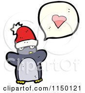 Cartoon Of A Penguin Thinking About Love Royalty Free Vector Clipart