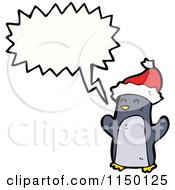 Cartoon Of A Thinking Christmas Penguin Royalty Free Vector Clipart