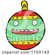 Cartoon Of A Christmas Bauble Ornament Mascot Royalty Free Vector Clipart