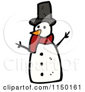 Cartoon Of A Winter Christmas Snowman Royalty Free Vector Clipart
