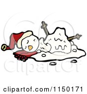 Cartoon Of A Winter Christmas Melting Snowman Royalty Free Vector Clipart