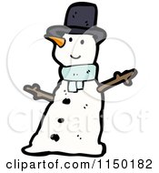 Cartoon Of A Winter Christmas Snowman Royalty Free Vector Clipart