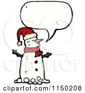 Cartoon Of A Thinking Christmas Snowman Royalty Free Vector Clipart