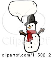 Cartoon Of A Thinking Christmas Snowman Royalty Free Vector Clipart by lineartestpilot